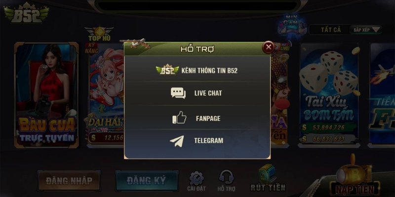 Kênh hỗ trợ B52 club nhanh chóng